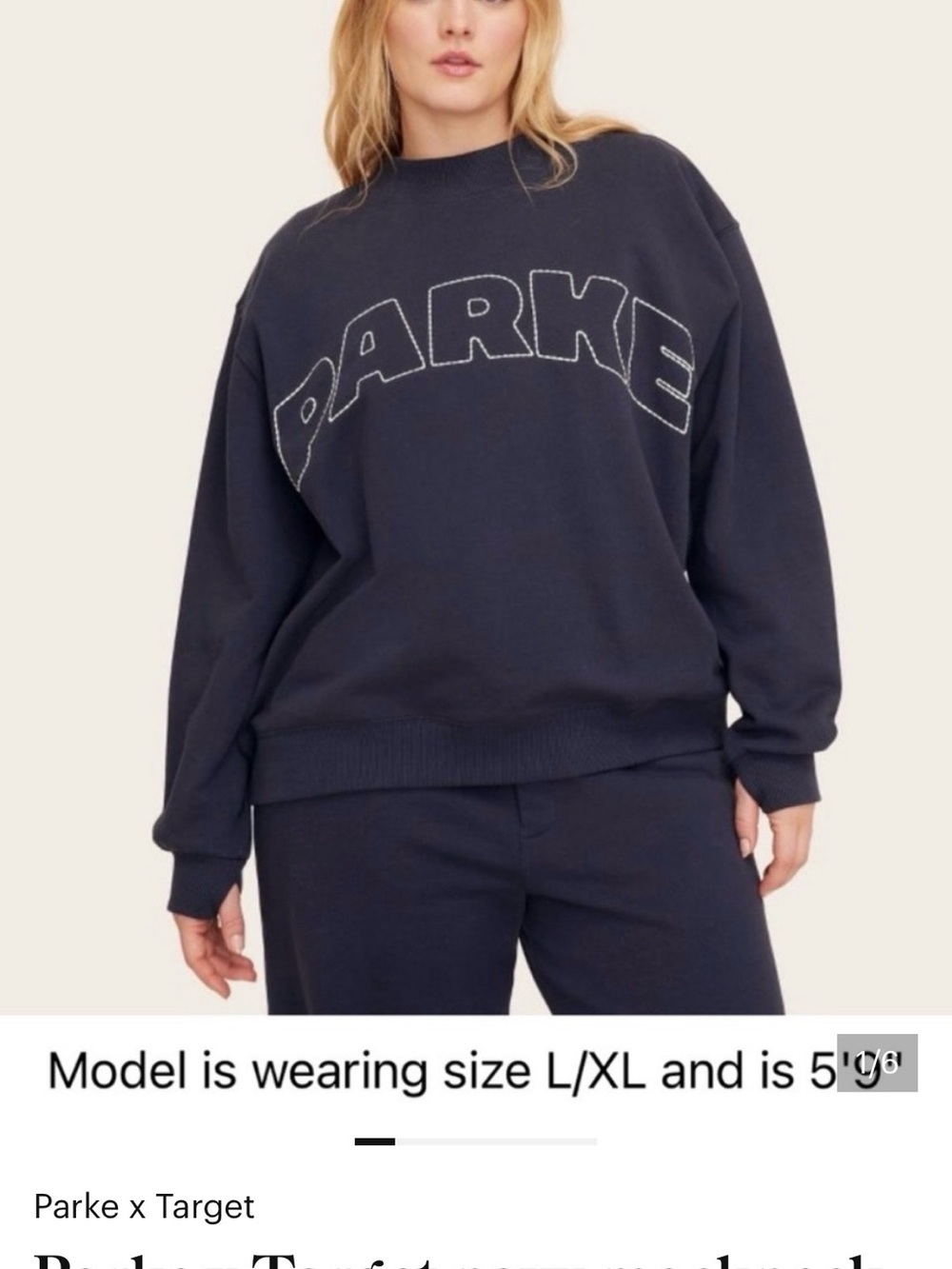 Parke x Target Navy Crewneck Sweatshirt with Arched Logo